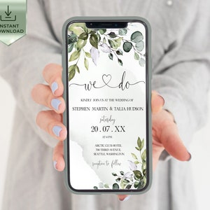 Digitale Hochzeitseinladung, Eukalyptus Mobile Invite, Eukalyptus Einladung, Sofort Download | AMELIA