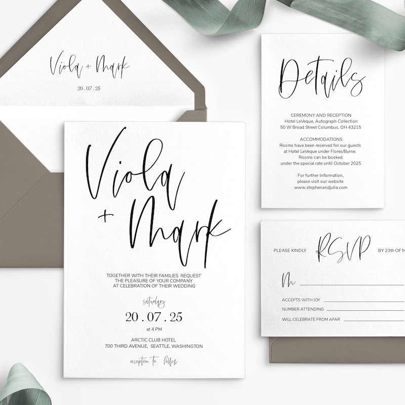 Printable Wedding Invitation Suite - Etsy