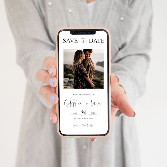 Minimalist Digital Save the Date Template iPhone Save the Date
