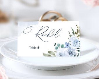 ELIA Light Blue Wedding Seat card, Table seat card, Template seat card, Blue Place card, INSTANT  Place card, Diy, Editable Seat card