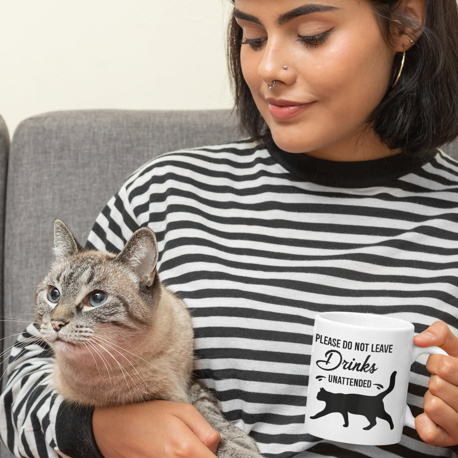 Please Do Not Leave Drinks Unattended Cat Mug Cat Quote Mug Etsy