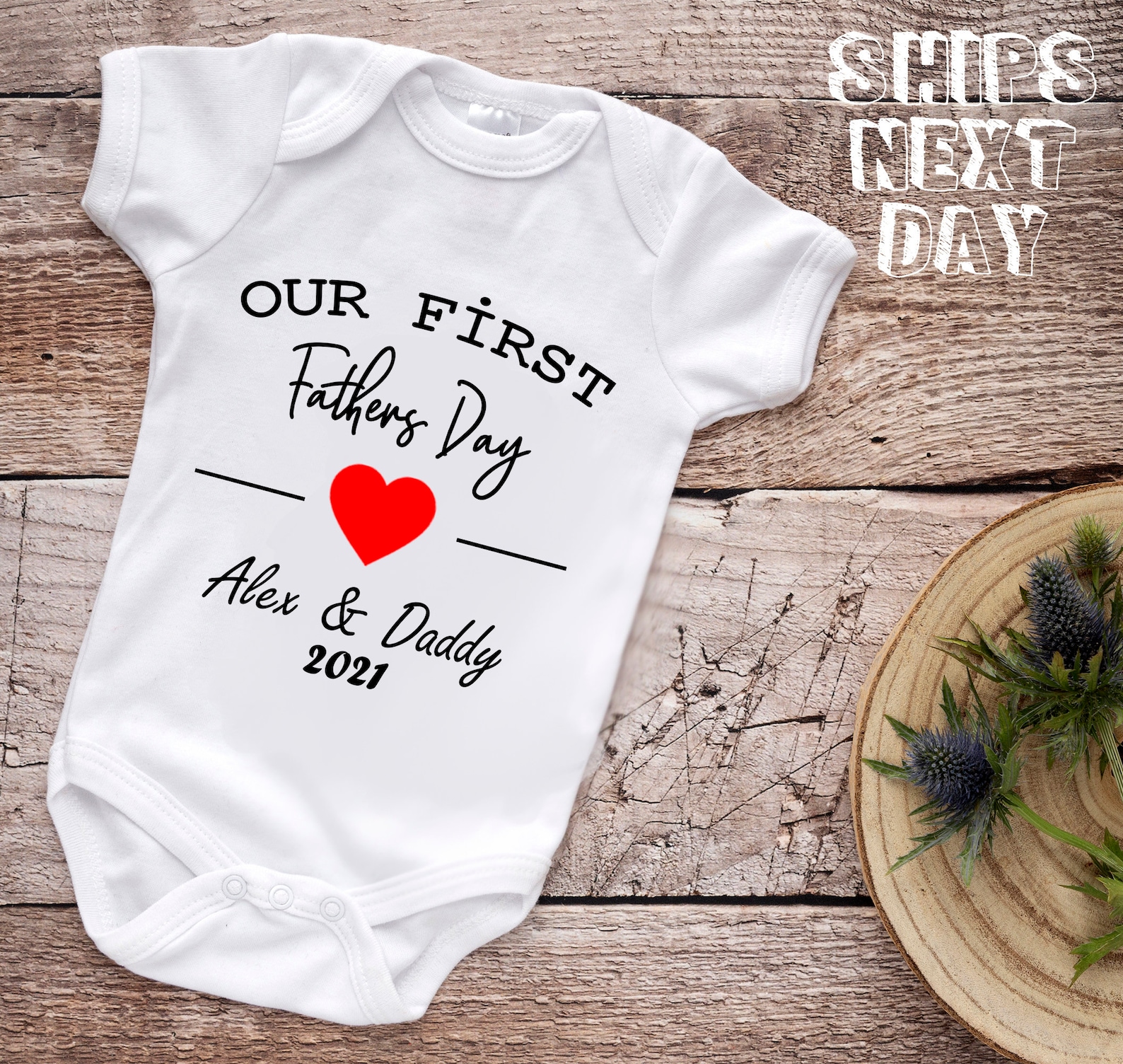 Our First Fathers Day Baby Onesie Custom Baby Onesie Etsy