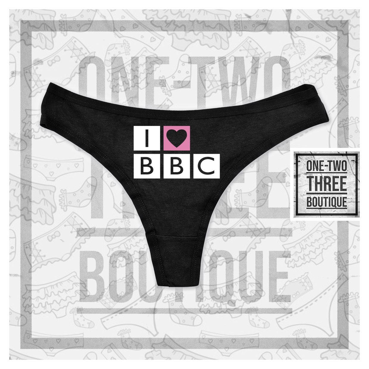 I Heart (Love) BBC Thong Panty with Color Options, Black-gold, X-Large :  : Clothing, Shoes & Accessories