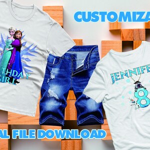 Frozen Birthday Front Back Shirt, Frozen Iron On Transfer, Frozen Transfer, Personalized, Digital File