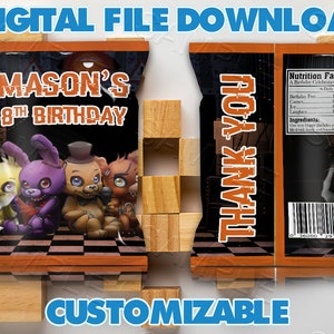 Five Nights At Freddy S Mini Candy Bar Wrappers Fnaf Etsy - download tips fnaf roblox five nights at freddy by nino