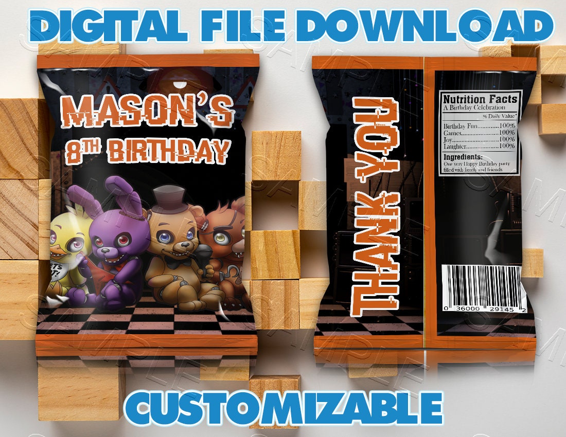 12 FNAF Personalize JUMBO STICKERS for Lollipops goody bags Five Nights  Freddy's