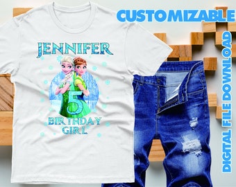 Frozen Birthday Iron On Transfer, Frozen Shirt, Frozen Transfer, Frozen Party, Personalized, Digital File