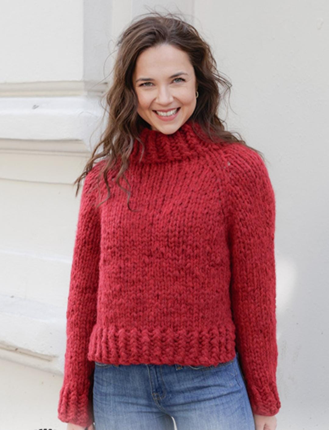 Natural wool turtleneck sweater. Handmade only to order. Model by Drops design