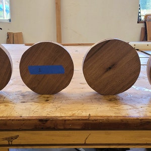 4 Black Walnut Bowl Blanks/Turning Blanks. 8.5"-9" X 1 7/8" - 2". Vacuum-kiln dried.