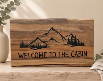 Welcome to the Cabin Wood Sign | Live Edge Solid Sweetgum | Cozy Cabin Decor