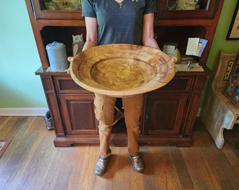 XL 18 " Wide 5" Tall Hard Maple Wood Fruit Centerpiece Salad Side Grain Rimmed Bowl. Reclaimed  Fallen Tree. Extra Large