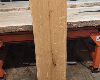White Oak Wood Slab: Live Edge Multi-Figured Board (52"x16"x13/16")