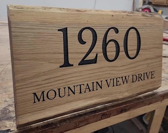 Wood Address Sign - Custom, Live Edge | Carved Street Address Plaque | Cozy Farmhouse Decor