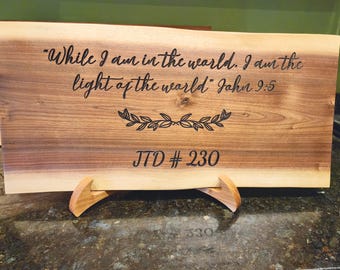 Wood Scripture Sign - Custom, Live Edge | Personalized Christian Decor