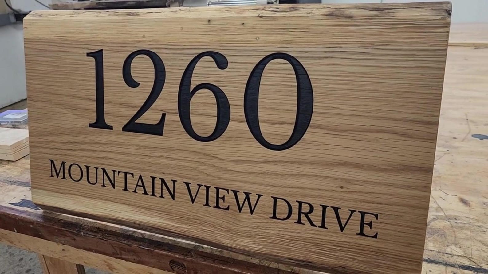 Wood Address Sign - Custom, Live Edge | Carved Street Address Plaque ...