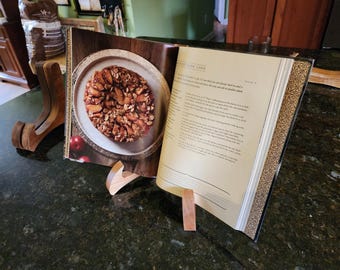Solid Wood Cookbook Stand | Rustic Tablet, Plate Display Easel
