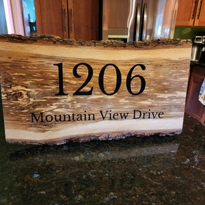 Custom Live Edge Wood Address Sign | Carved With House Number or Street ...