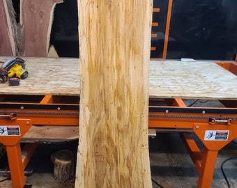 Spalted Hickory. Live-edge Slab. Flattened, Planed, Vacuum-Kiln Dried. 66" long X 25-17" wide X 1 1/2"