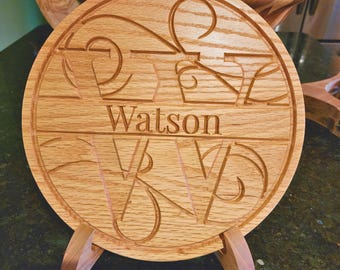 Custom Oak Wood Monogram Sign | Personalized Family Name Decor