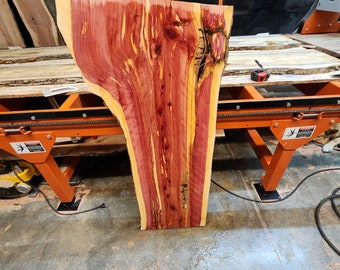 Live Edge Cedar Wood Slab. Multi-Figured, planed, kiln dried. (48"X26-17"X1 1/2")