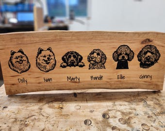 Live Edge Wood Dog Sign | Personalized Breed Picture | Natural Decor
