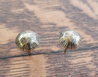 50 - 100 Vintage Upholstery Tacks - Brass with Textured End - Furniture - Repurpose - Refinish - Retro