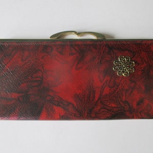 Vintage Red and Black Leather Wallet Tilley Canada Tie Dye  Psychedelic - Mottled - Funky