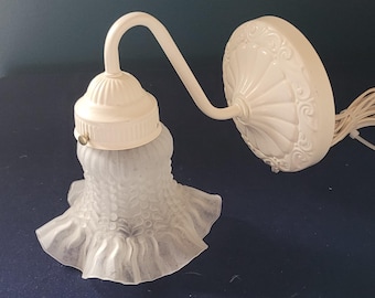 Vintage Wall Sconce Lamp with Toggle Switch and Frosted Lily Shaped Shade - Romantic - Sweet - French