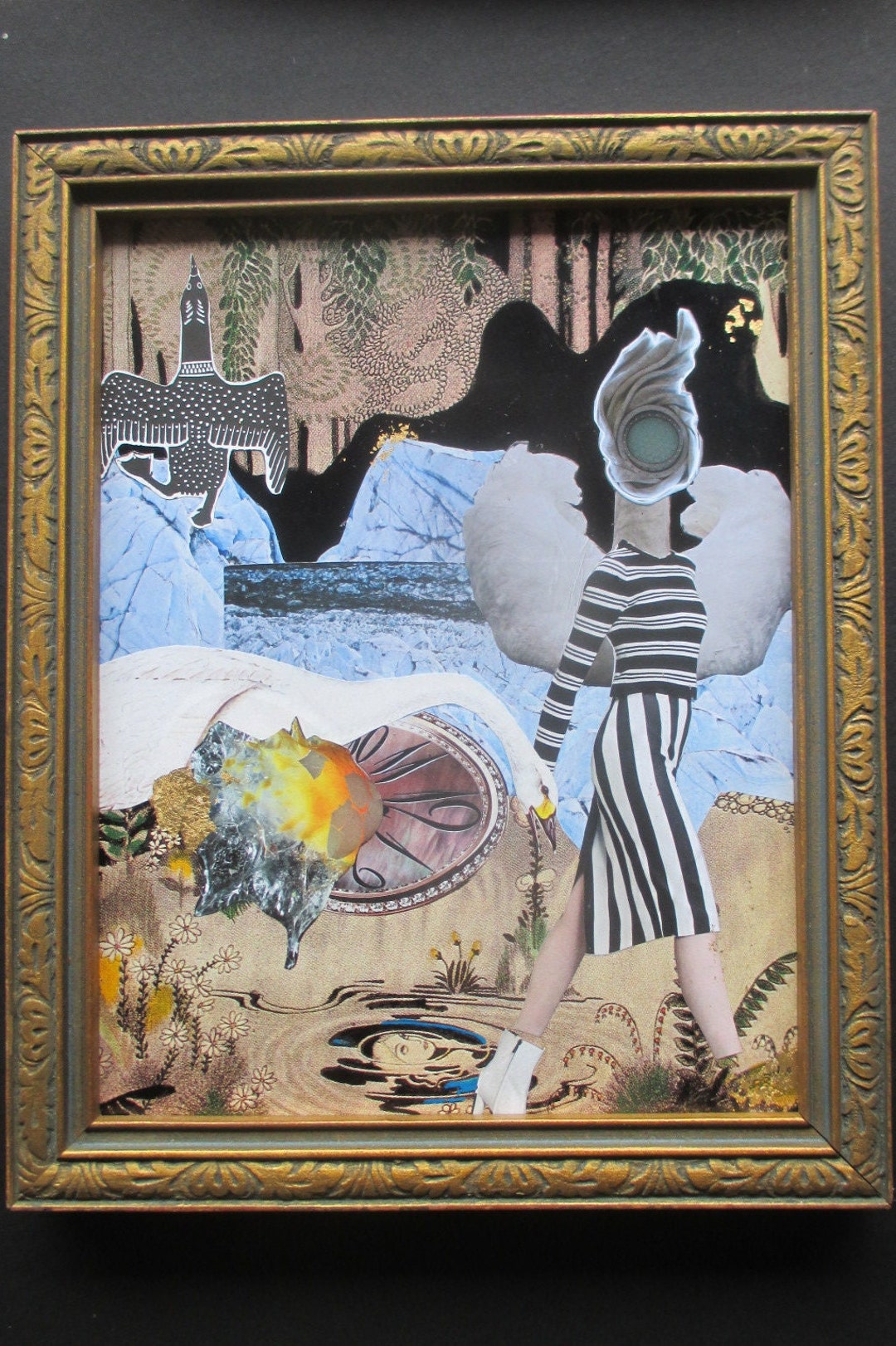 Original Vintage College Mixed Media Framed Art Work SHAPE SHIFTER