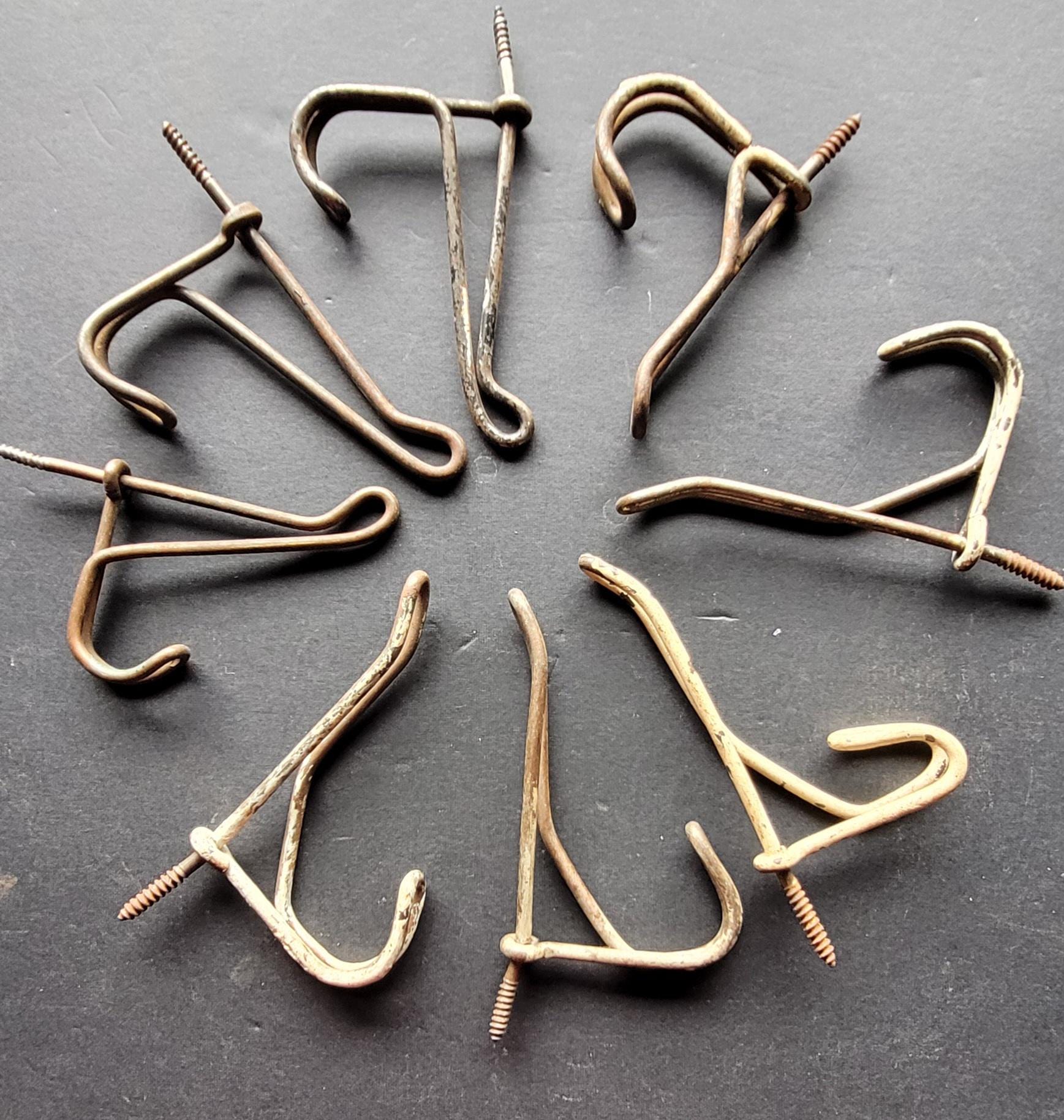 Vintage Twisted Wire Hooks with Screw In Backs - Rustic Retro - Cottage Core - Industrial
