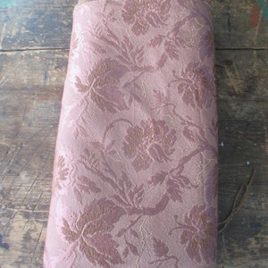 2.3 Yards of Heavy Silk Satin with Embroidered Roses Upholstery Fabric
