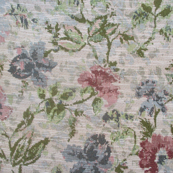 1+ Yard of Heavier Vintage Upholstery Fabric in Dusty Hues - Perfect for a Bench or Chair - Texture - Pettipoint