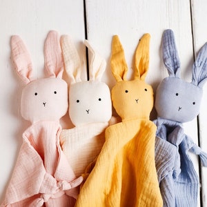 Cotton Muslin Bunny Comforter | Snuggle Blanket | Baby Comforter