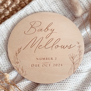Disco de nombre personalizado / Anuncio de bebé / Foto Prop / Placa de madera / Recuerdo del bebé / Decoración de los niños / Signo de anuncio de nacimiento