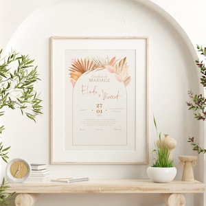 Gewerkschaftsurkunde, Heiratsurkunde, vertikale Natur-Land-Terrakotta, Trauzeugengeschenk, Boho-Chic-Poster