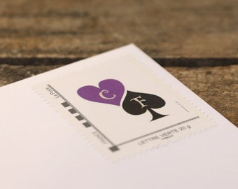 JPG Union/Marriage Logo "Alice in Wonderland" to print your custom stamps: Heart - Pique