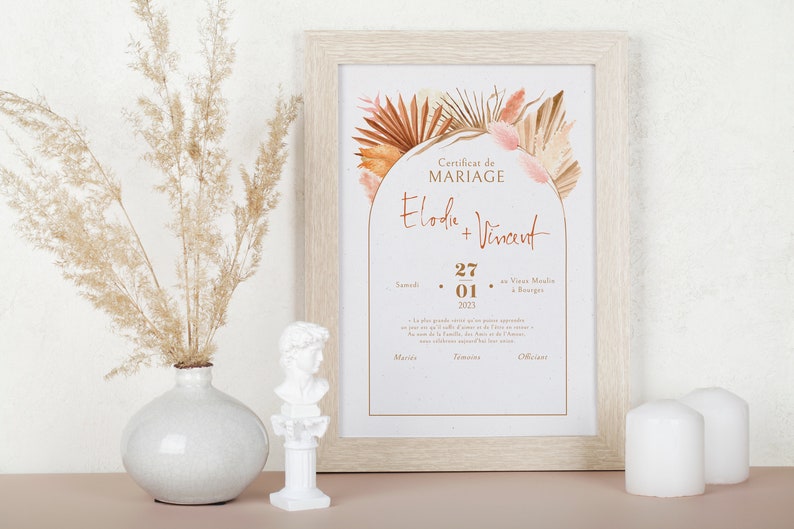 Union certificate, marriage certificate, vertical nature rural terracotta, bridesmaid witness gift, boho chic poster image 2