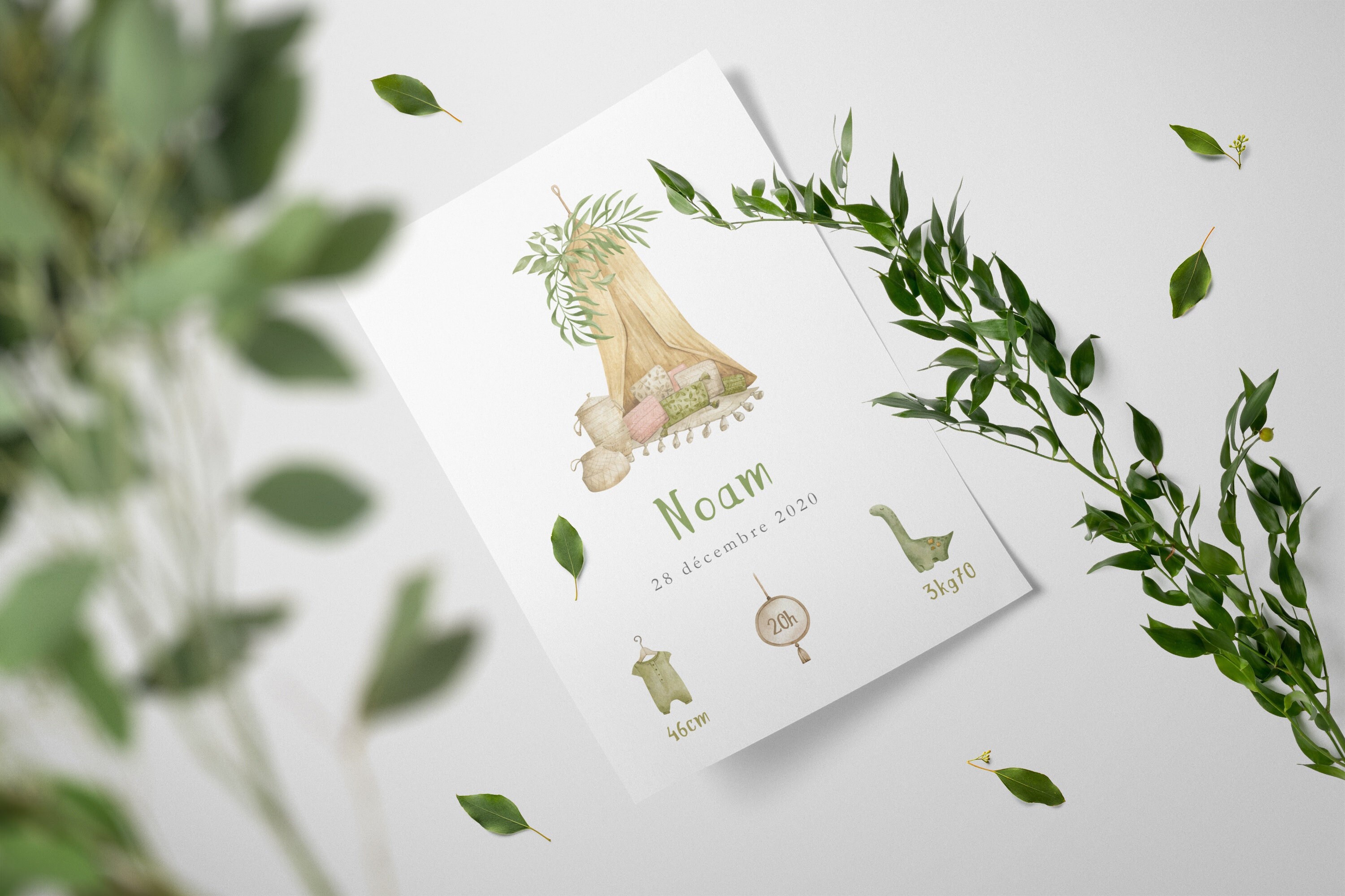 Affiche Faire-Part Naissance Personnalisée, Décoration Chambre Enfant, Affiche Bébé, Cadeau Naissanc