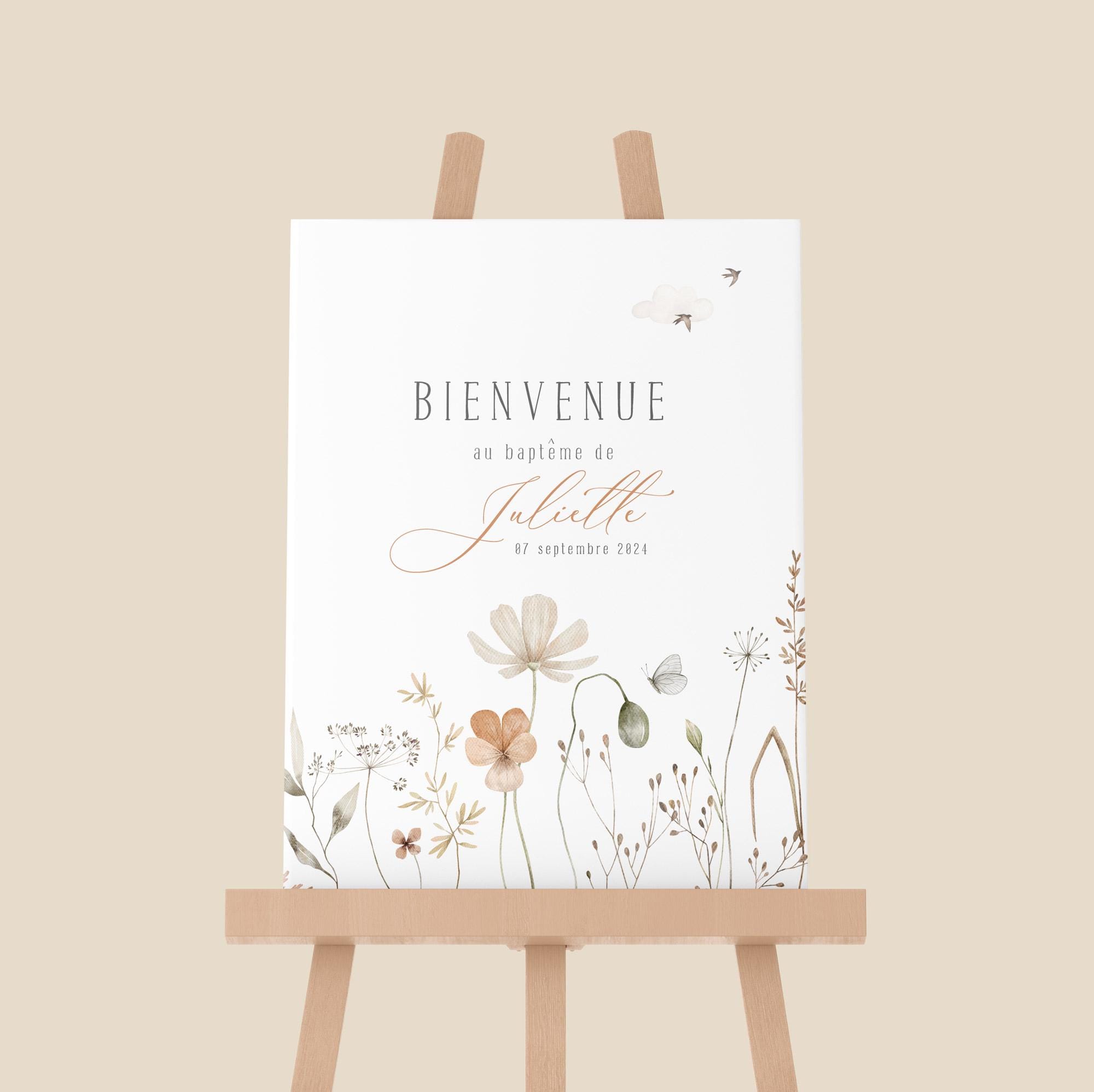 Banderole Mon Baptême Garçon Fille – Bannière Toile Polyester 110×180 Cm + Ruban Soie 6 M – Décoration Photo Et Fête