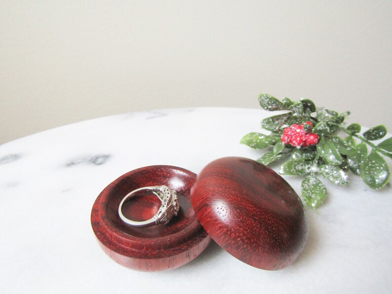 Exotic Wood Ring Box Hand Turned Wood Jewelry Gift Box Small Trinket Box Gifts Under 30