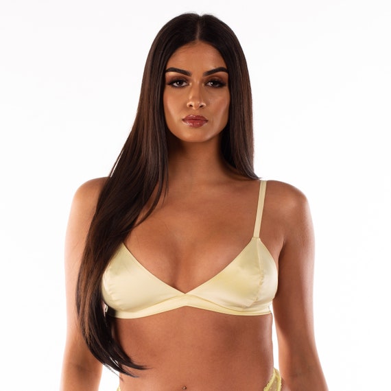 Yellow Satin Bralette Yellow Bralette Yellow Satin Bra Triangle Bralette  Satin Bra -  Canada