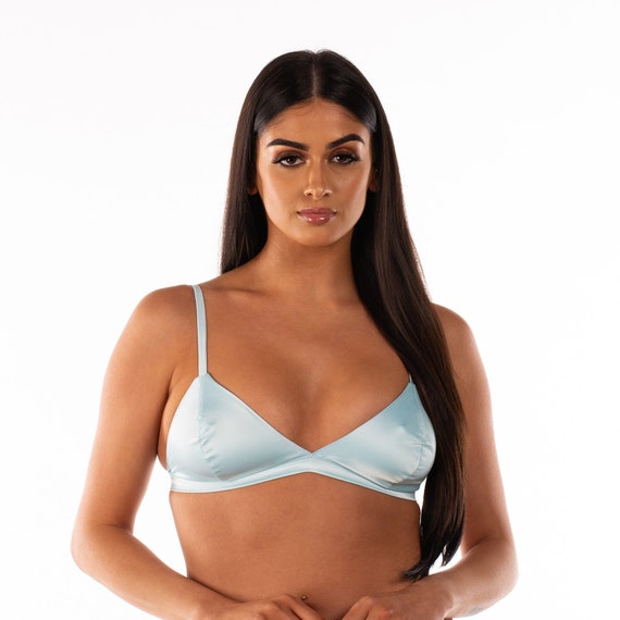 Baby Blue Satin Bralette Baby Blue Bralette Baby Blue Satin Bra Triangle  Bralette Satin Bra -  Sweden