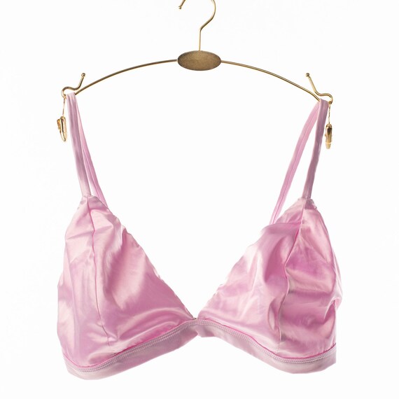 Buy Pink Satin Bralette Pink Bralette Pink Satin Bra Triangle Bralette  Satin Bra Online in India 