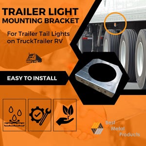Trailer Light Mounting Bracket – 14-Gauge Aluminum Bracket for 2&quot; Round Trailer Tail Lights 1000506