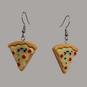 PIZZA Slice Dangle Earrings CUTE Novelty Earrings 316L on Surgical Steel Hooks Funtime Jewelry