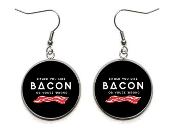 Funny Bacon Earrings: Surgical Steel Hooks, Novelty Food Jewelry