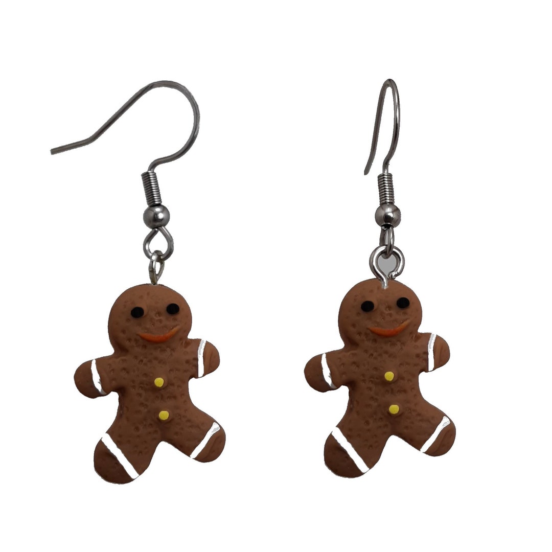 GINGERBREAD MAN Earrings CUTE Fun Christmas Charm Novelty Dangle