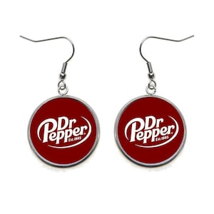 Dr. PEPPER Earrings Dangle Earrings CUTE Earrings Statement Earrings Fun Earrings Unique Charm Earrings Novelty Earrings Pendant