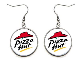 Pizza Hut Dangle Earrings: Novelty Food Jewelry, Stainless Steel Hooks