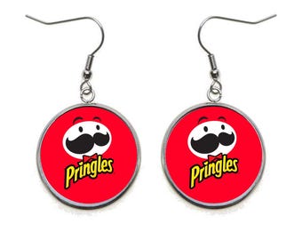 Pringle Pendant Earrings: Stainless Steel Novelty Dangle Earrings
